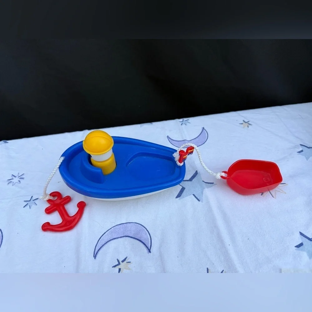 Fisher-Price Vintage Blue and Red Boat Tugboat Bath Toy